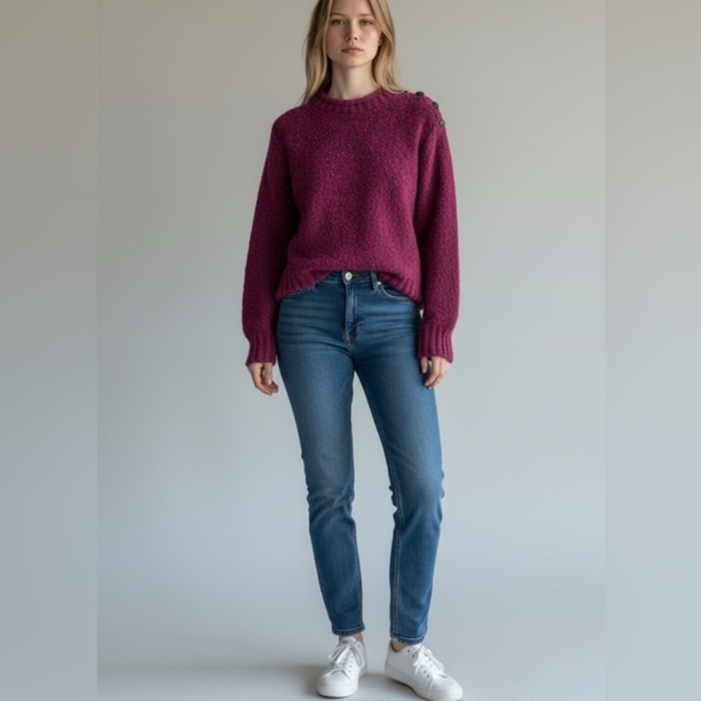 80s 90s Grunge Vintage Pink Fuzzy Texture Mock Neck Knit Sweater